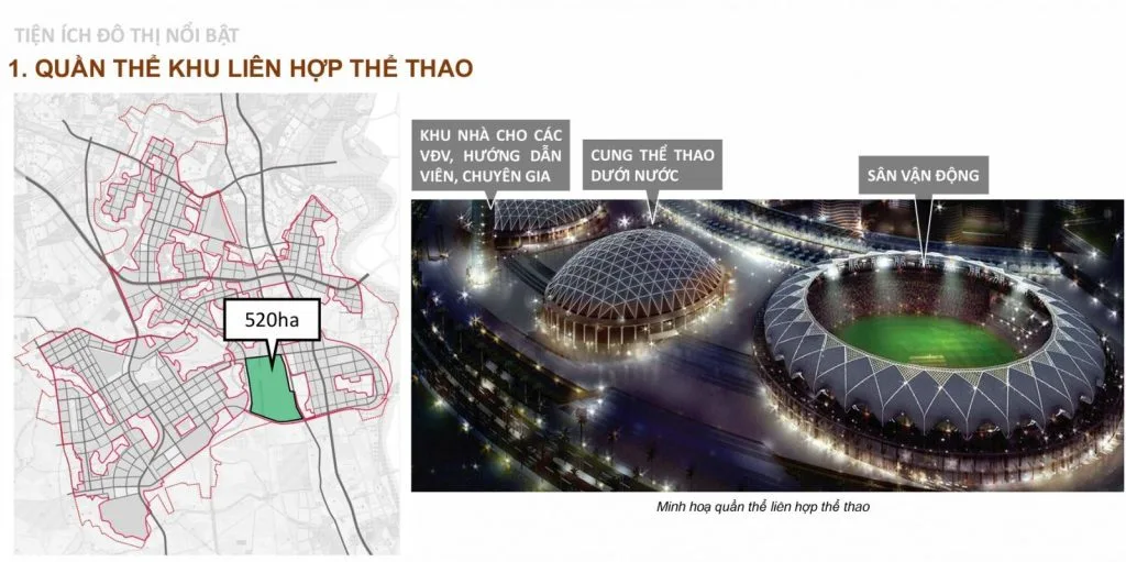 Tiềm Năng Đầu Tư Vinhomes Olympic - Cơ Hội Vàng Phía Nam Hà Nội 4 Quần thể Khu Liên hợp Thể thao Olympic Hà Nội – nơi hội tụ các công trình thể thao đỉnh cao: sân vận động quốc tế, cung thể thao dưới nước và khu nhà cho vận động viên, huấn luyện viên, chuyên gia. Đây sẽ là trung tâm thể thao lớn, là điểm đến của các sự kiện thể thao tầm cỡ thế giới